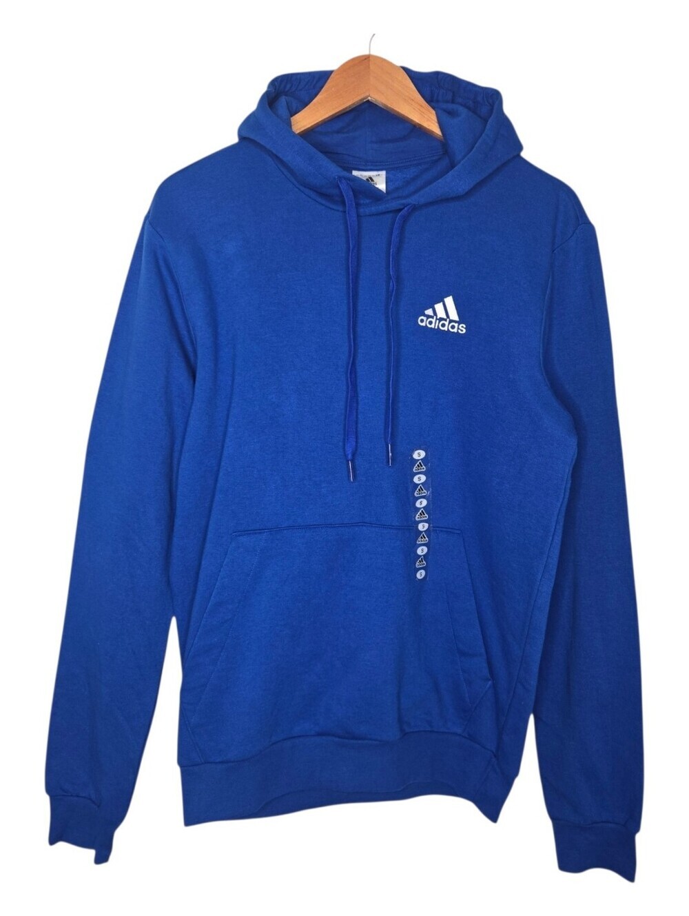 Adidas Mens Royal Blue Feel Cozy Embroidered Logo Hoodie Sweatshirt Small